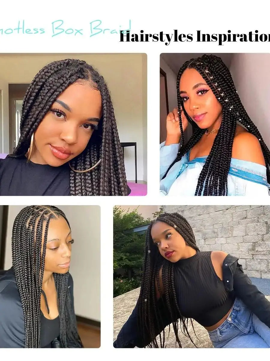 Synthetic Large Box Braided Wigs Jumbo Knotless 360° HD Full Lace Front Wigs For Black Women Jumbo Tribal Braids Faux Locs