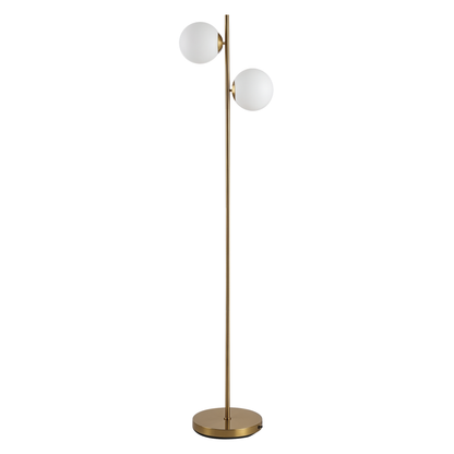 Floor Lamp w/ 2pcs Glass Lamp Shade Modern Portable Decorative Lamp, White