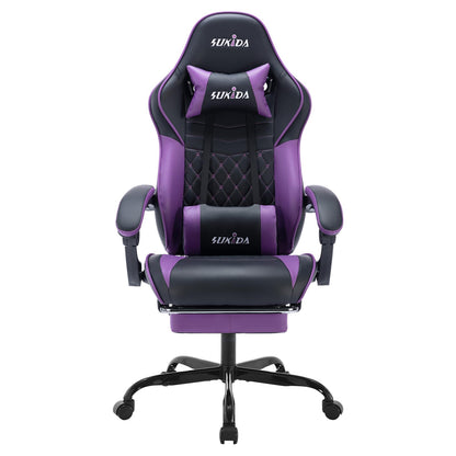 Ergonomic Video Gamer Chairs Gaming Computer Chairs Gamer Chairs for Adults Massage Lumbar Support Swivel Height Adjustable Headrest Backrest
