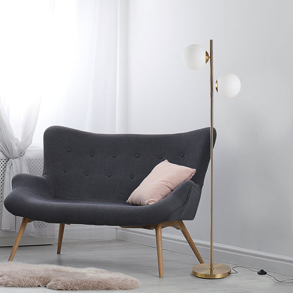 Floor Lamp w/ 2pcs Glass Lamp Shade Modern Portable Decorative Lamp, White