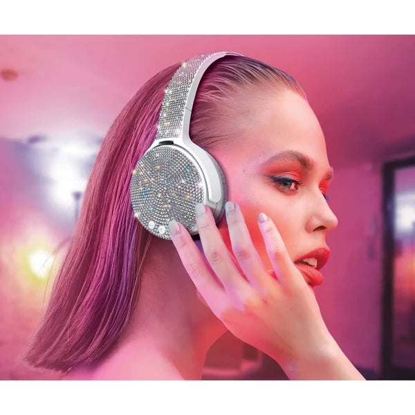 Bling Wireless / Wired Bluetooth Headphones: Adjustable Over-Ear Design